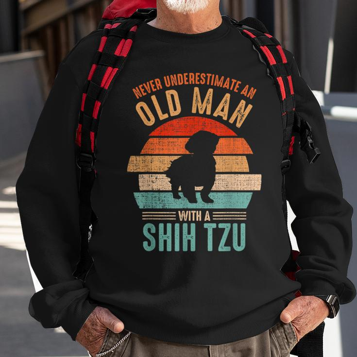 Mb Never Underestimate An Old Man With A Shih Tzu Sweatshirt Gifts for Old Men