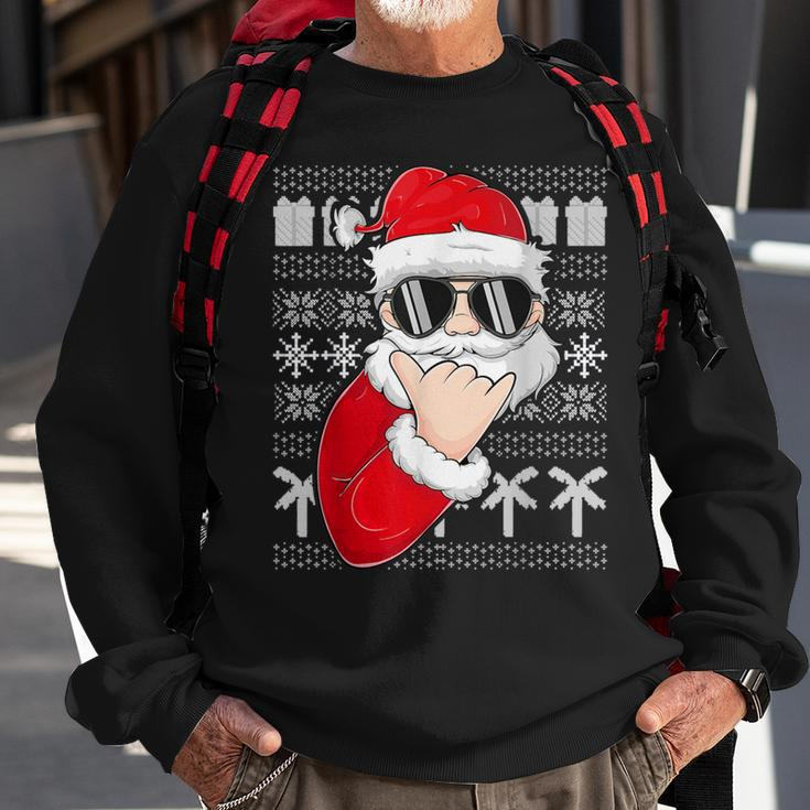 Mele Kalikimaka Ugly Sweater Christmas Santa Shaka Hawaii Sweatshirt Gifts for Old Men