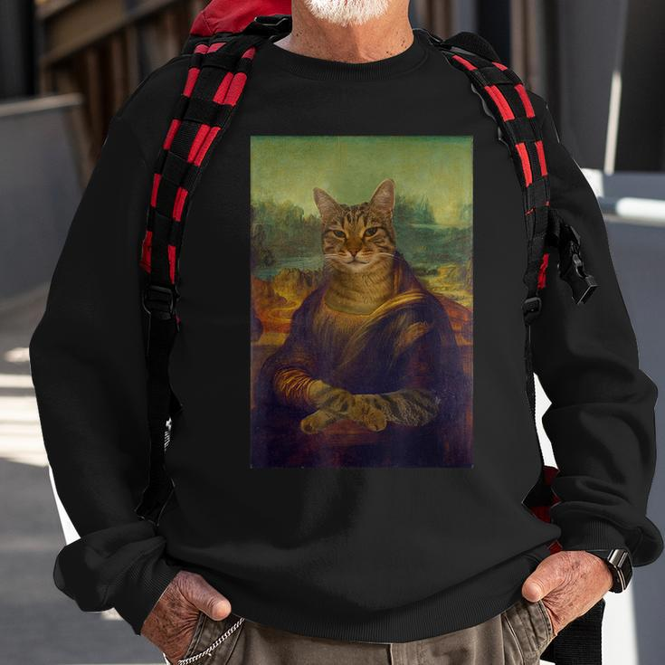 Meowing Lisa Cat Cat Art Cat Lover Cat Owner Sweatshirt Gifts for Old Men