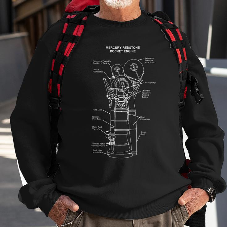 Mercury Redstone Rocket Engine Blueprint Technical Drawing Sweatshirt Gifts for Old Men