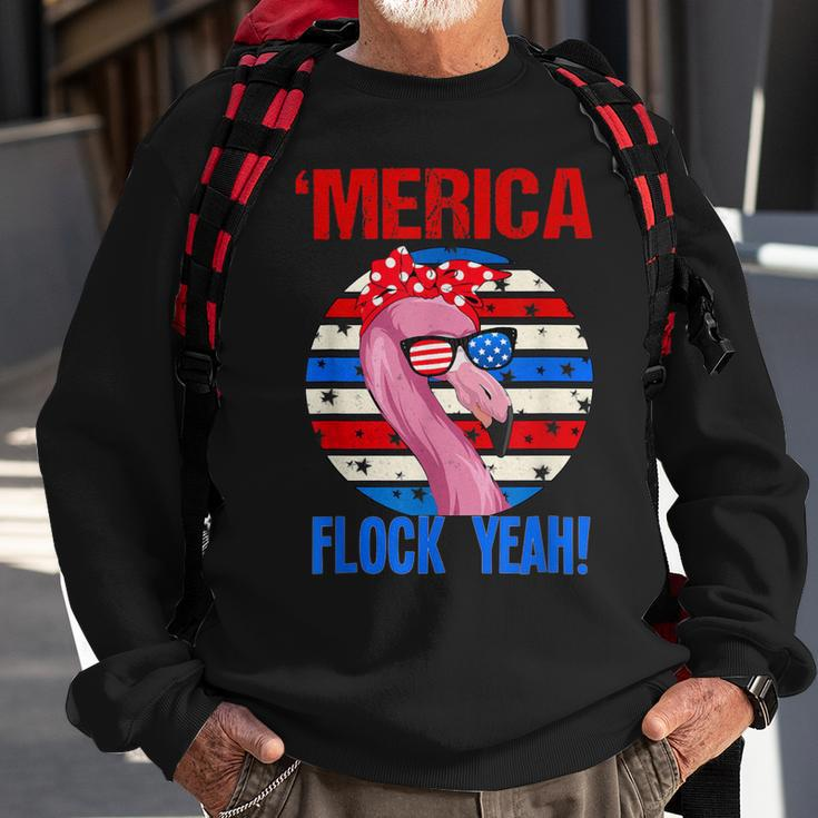 Merica Flock Yeah 4Th July Funny Patriotic Flamingo 1 Sweatshirt Gifts for Old Men