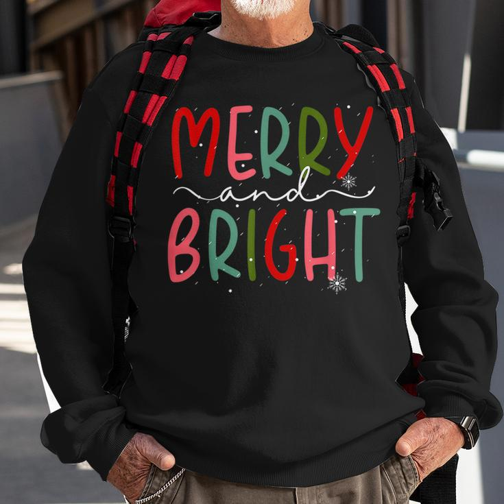 Merry And Bright Christmas Women Girls Kids Toddlers Cute Sweatshirt Gifts for Old Men