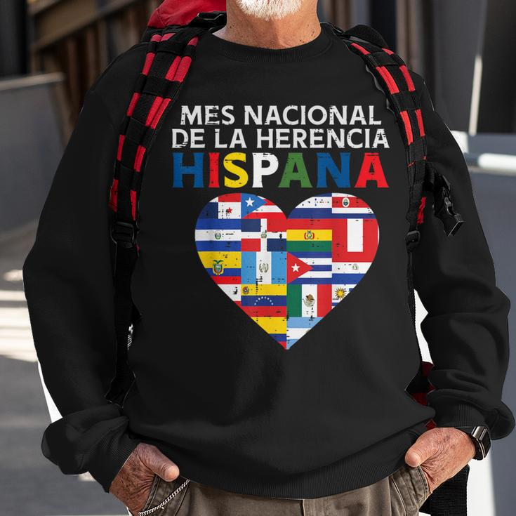 Mes Nacional De La Herencia Hispania Flags Hispanic Heritage Sweatshirt Gifts for Old Men
