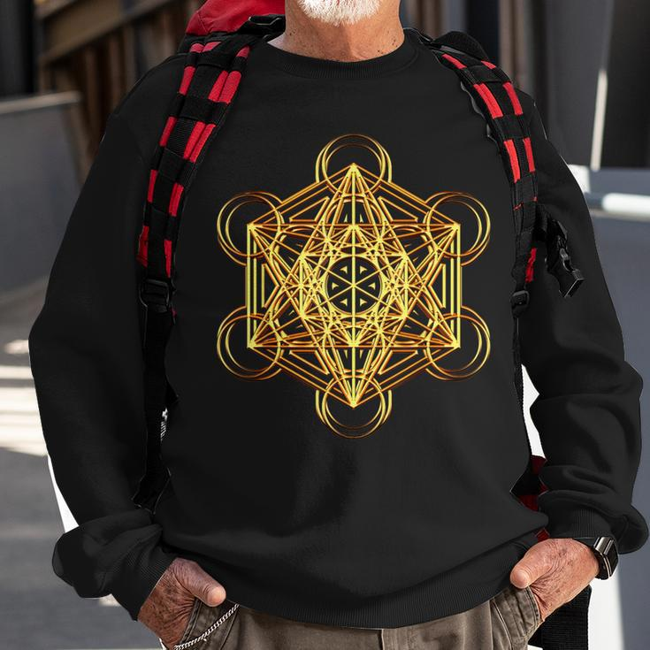 Metatrons Cube Sacred Geometry Psytrance Festival Rave Edm Sweatshirt Gifts for Old Men
