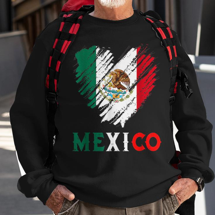 Mexico City Mexican Flag Heart Viva Mexico Independence Day Sweatshirt Gifts for Old Men