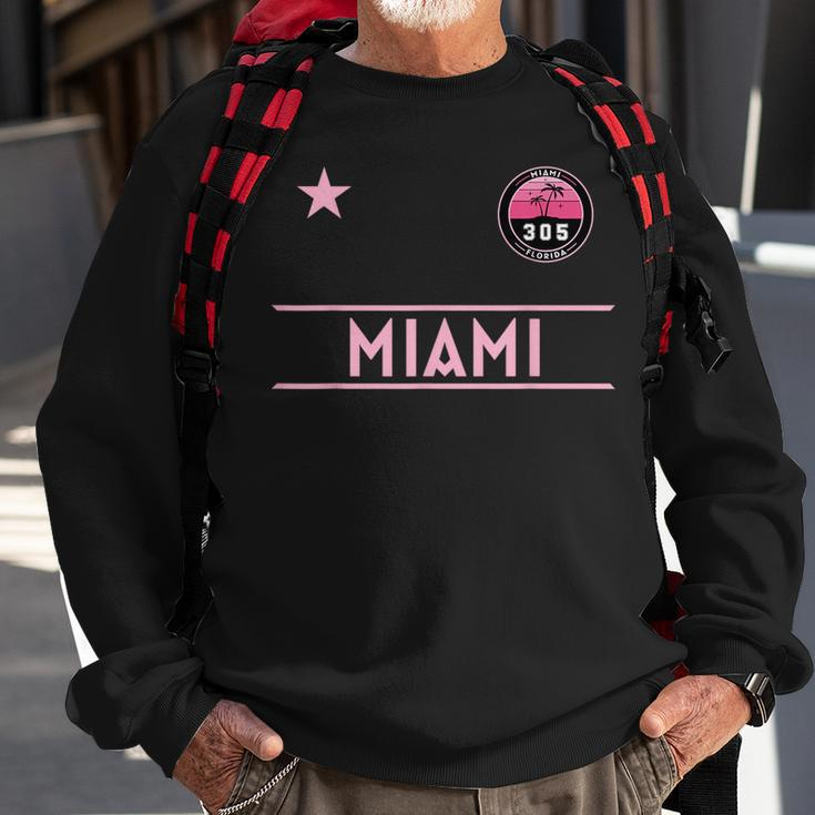 Miami Palm Tree Mini Pink Badge - 305 Area Code Edition Sweatshirt Gifts for Old Men