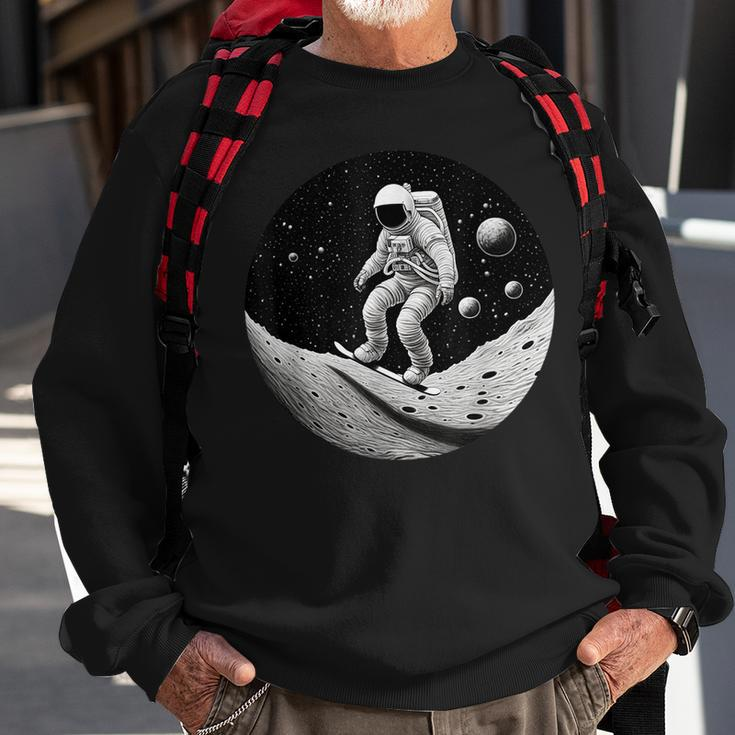 Moon Boarding Astronaut Funny Moon Funny Gifts Sweatshirt Gifts for Old Men