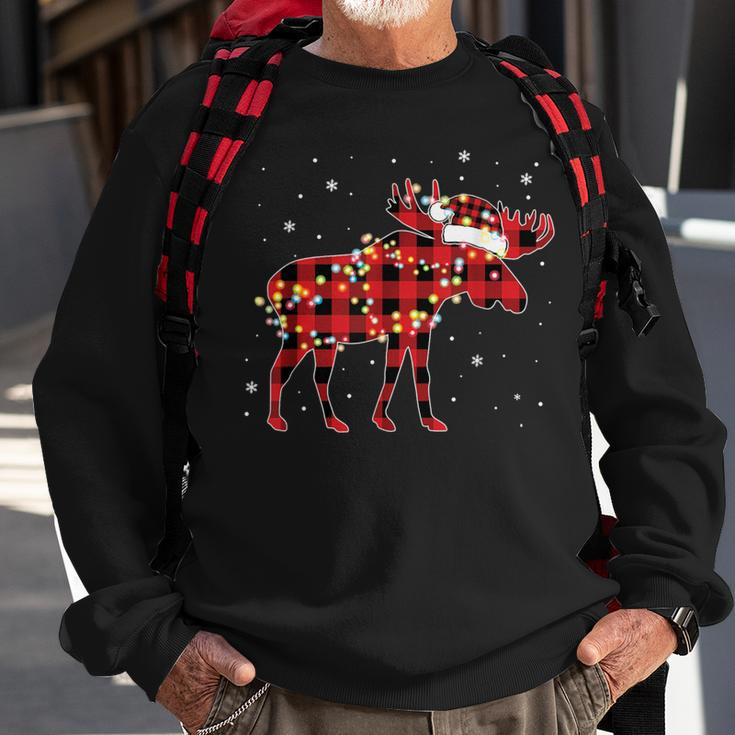 Moose Christmas Red Plaid Buffalo Pajama Matching Sweatshirt Gifts for Old Men
