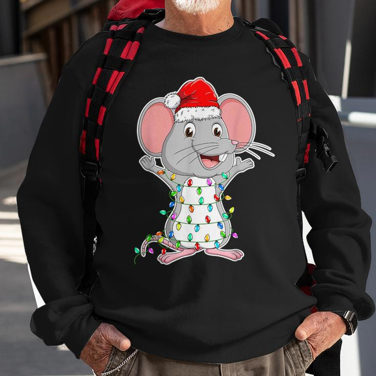 Mouse Wearing Santa Hat Xmas Rats Mouse Lover Christmas Sweatshirt Gifts for Old Men