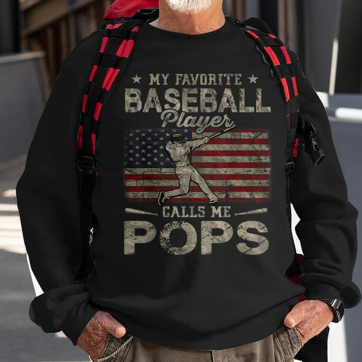 My Favorite Baseball Player Calls Me Pops Fathers Day Sweatshirt Gifts for Old Men