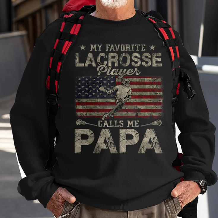 My Favorite Lacrosse Player Calls Me Papa Fathers Day Sweatshirt Gifts for Old Men