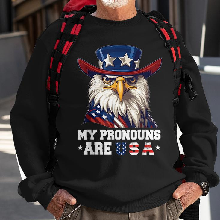 My Pronouns Are Usa Funny Eagle 4Th Of July American Gift For Mens Sweatshirt Gifts for Old Men