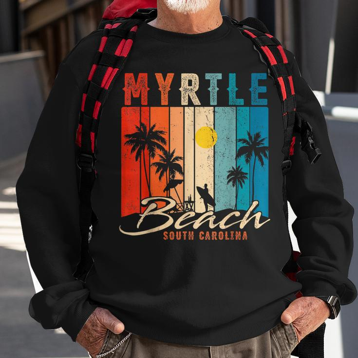 Myrtle Beach Vintage Summer Vacation Palm Trees Sunset Sweatshirt Gifts for Old Men