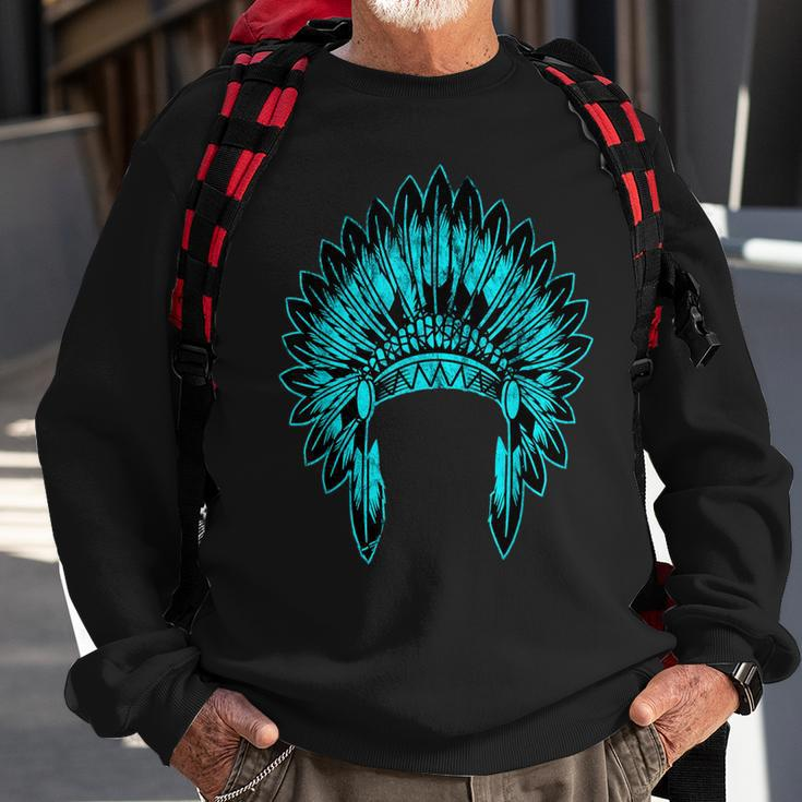 Native Ameircan Feather Headdress Pride Indian Chief Costume Sweatshirt Gifts for Old Men