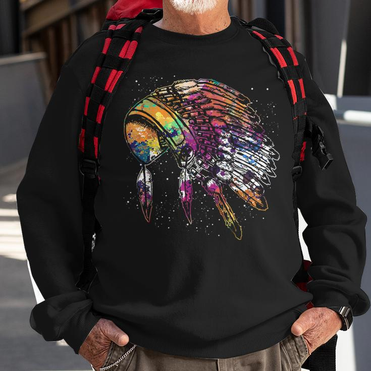 Native American Heritage Colorful Headdress Native American Sweatshirt Gifts for Old Men