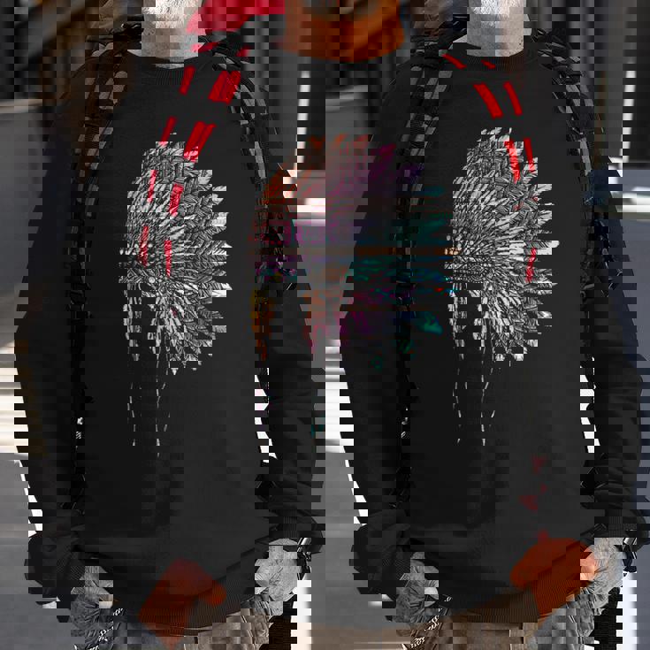 Native American Heritage Headdress Feathers Native American Sweatshirt Gifts for Old Men
