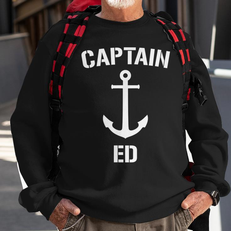 Nautical Captain Ed Personalized Boat Anchor Sweatshirt Gifts for Old Men