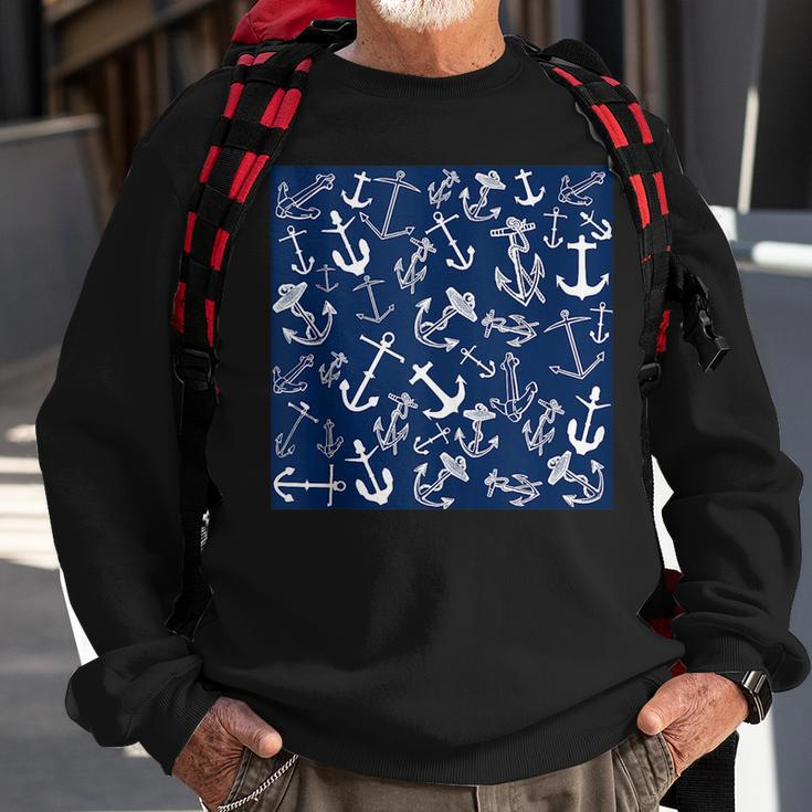 Nautical Navy Blue Anchor Pattern Sweatshirt Gifts for Old Men
