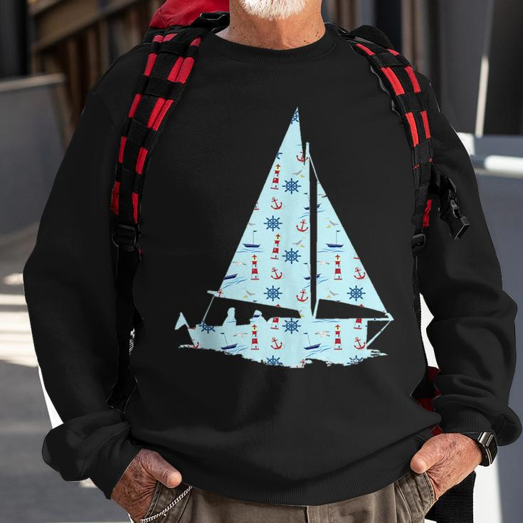 Nautical Sailboat Sring Wheel Anchor Pattern Sweatshirt Gifts for Old Men