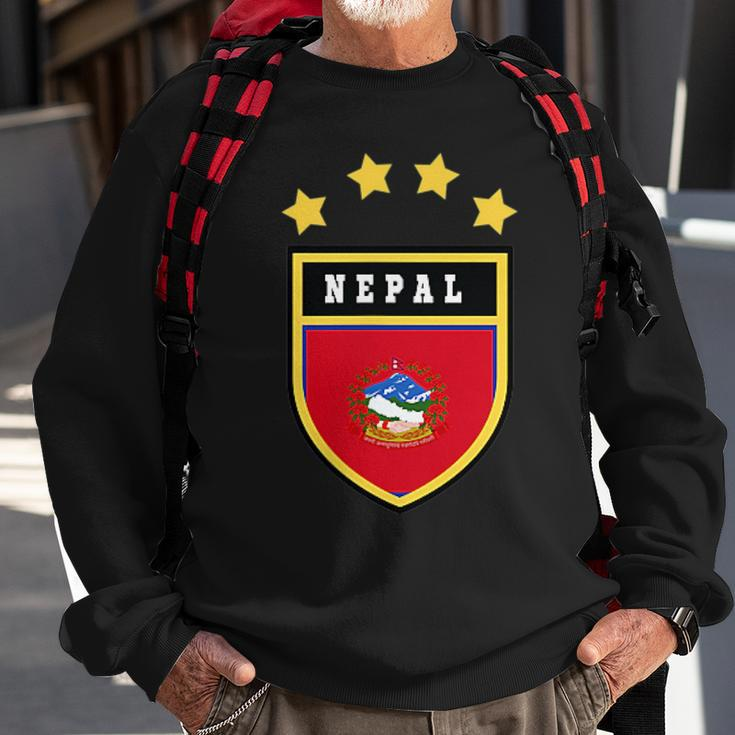 Nepal Pocket Coat Of Arms National Pride Flag Sweatshirt Gifts for Old Men