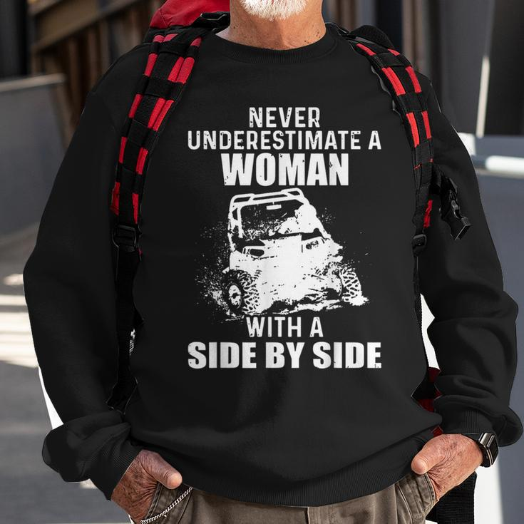 Never Underestimate A Woman With A Side By Side Sweatshirt Gifts for Old Men