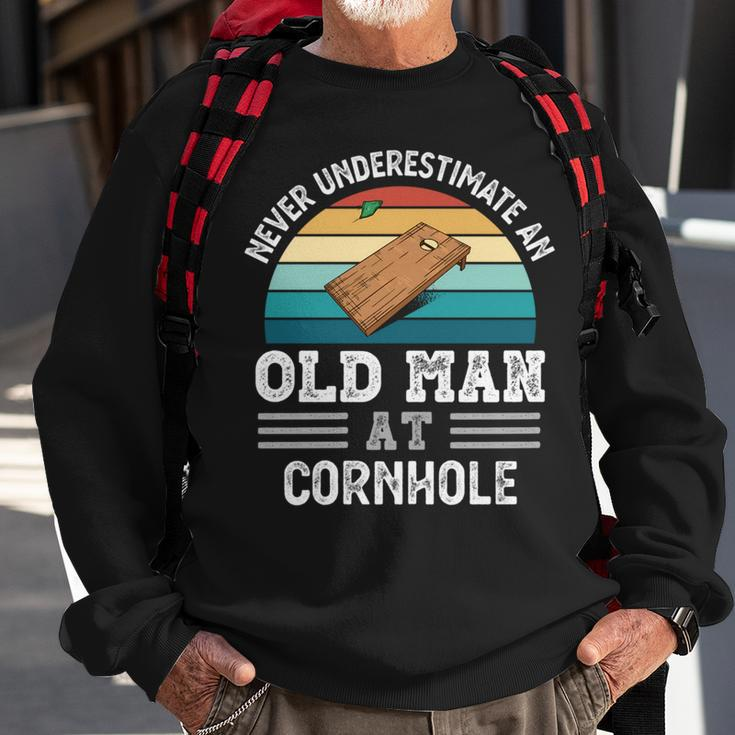 Never Underestimate An Old Man At Cornhole Fathers Day Sweatshirt Gifts for Old Men