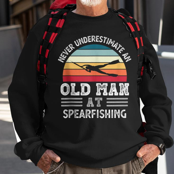 Never Underestimate An Old Man At Spearfishing Fathers Day Gift For Mens Sweatshirt Gifts for Old Men