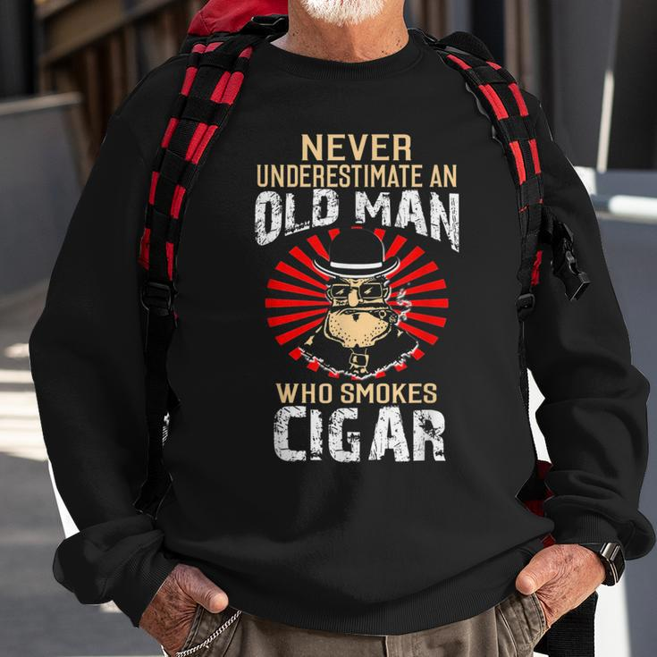 Never Underestimate An Old Man Who Smokes Cigar Sweatshirt Gifts for Old Men