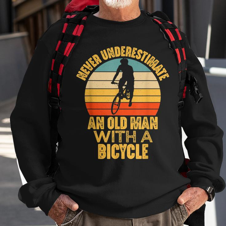 Never Underestimate An Old Man With A Bicycle Funny Cycling Sweatshirt Gifts for Old Men