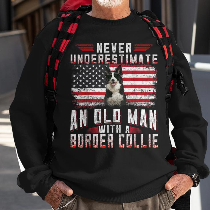 Never Underestimate An Old Man With A Border Collie Vintage Old Man Funny Gifts Sweatshirt Gifts for Old Men