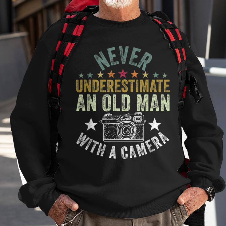 Never Underestimate An Old Man With A Camera Lover Cameraman Old Man Funny Gifts Sweatshirt Gifts for Old Men