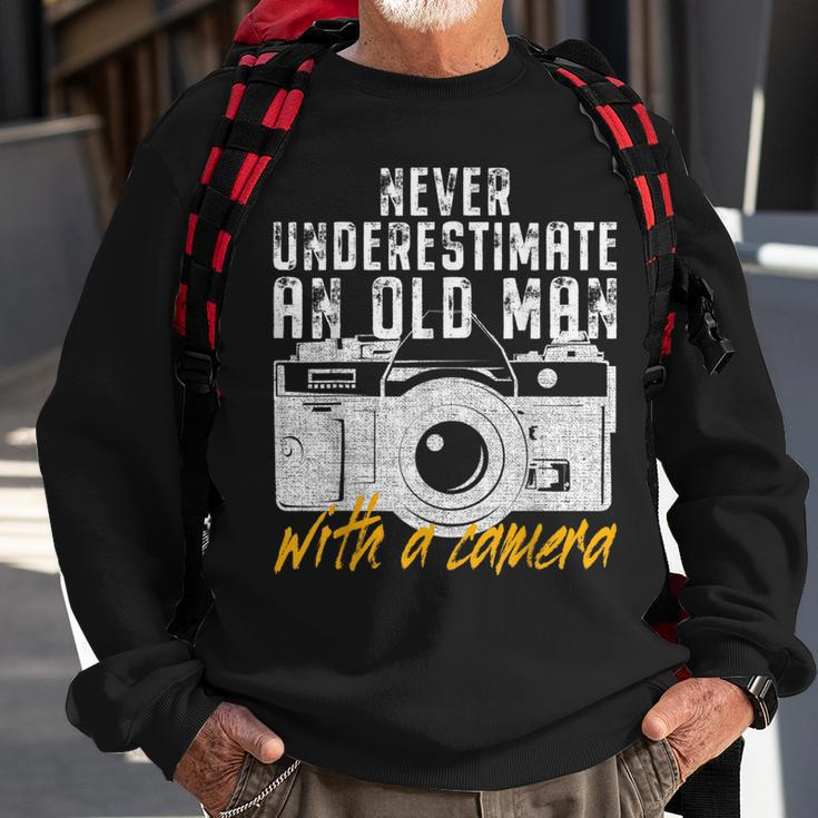 Never Underestimate An Old Man With A Camera Photographer Gift For Mens Sweatshirt Gifts for Old Men