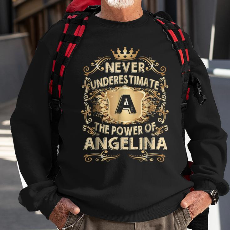 Never Underestimate Angelina Personalized Name Sweatshirt Gifts for Old Men