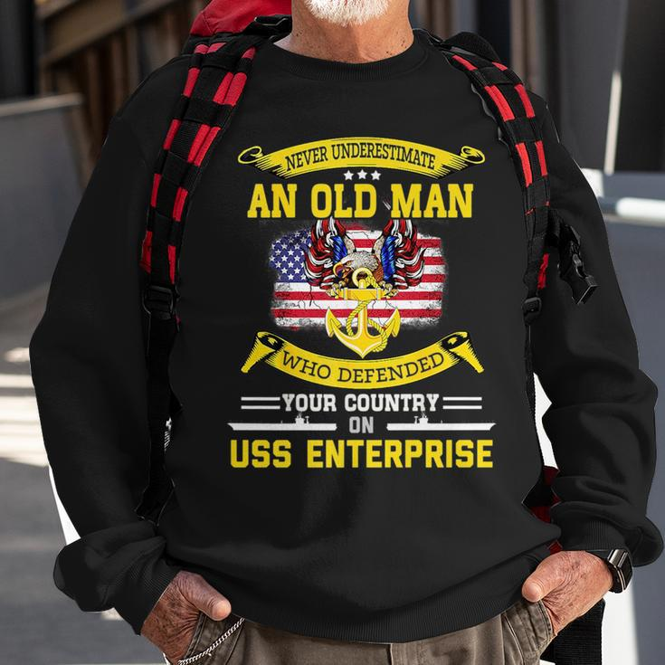 Never Underestimate Uss Enterprise Cvn65 Aircraft Carrier Sweatshirt Gifts for Old Men