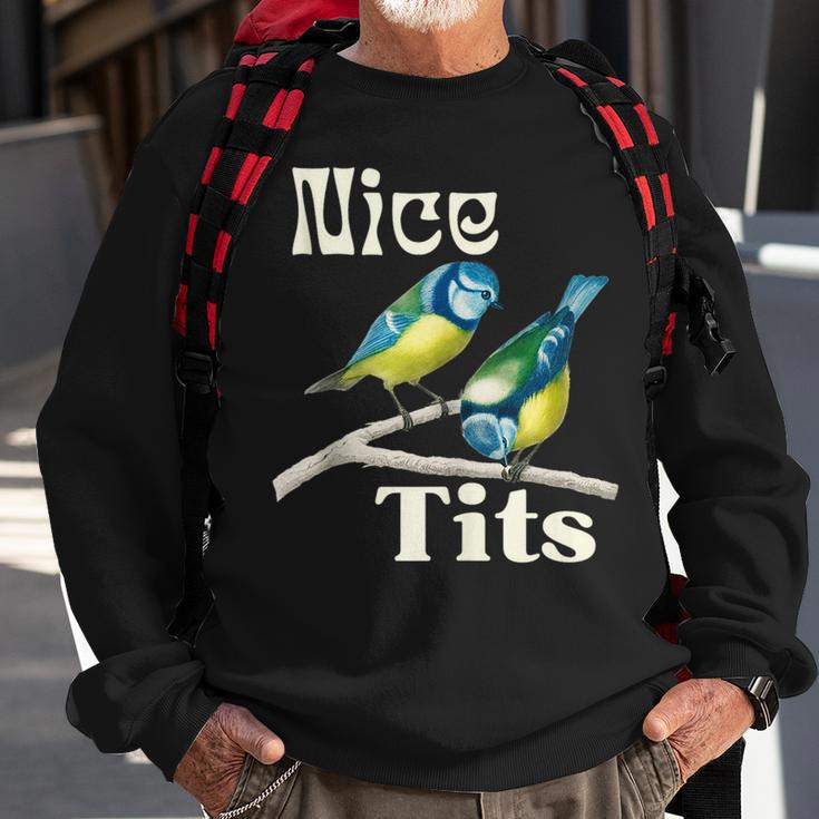 Nice-Tits Funny Blue Tit Bird Watching Lover Gift Birder Bird Watching Funny Gifts Sweatshirt Gifts for Old Men