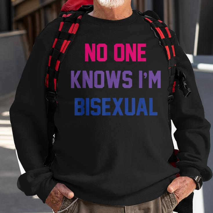No One Knows Im Bisexual Bi Lgbt Pride Lgbtq Bi Funny Sweatshirt Gifts for Old Men