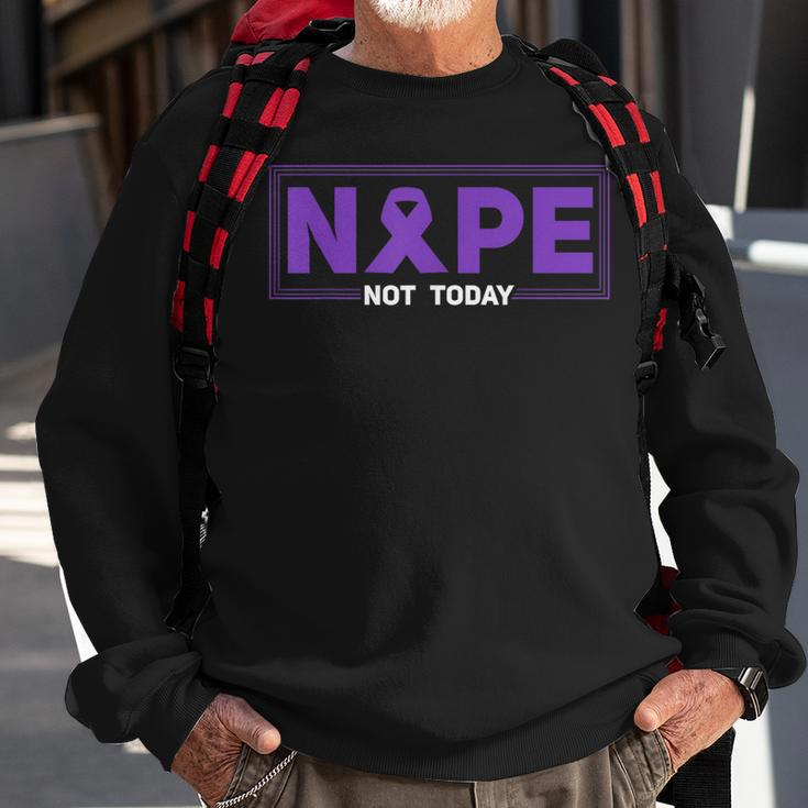 Nope Not Today Hodgkins Lymphoma Survivor Purple Ribbon Sweatshirt Gifts for Old Men