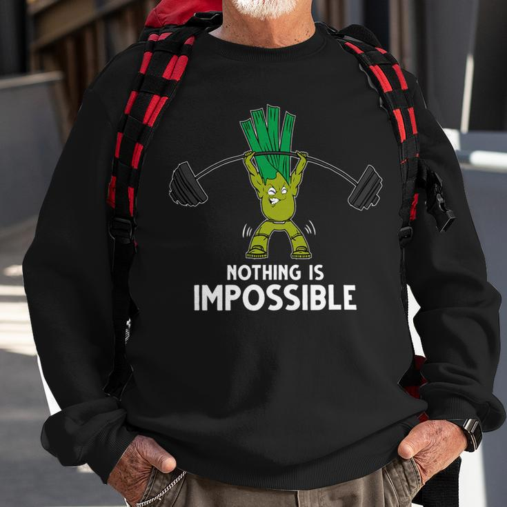 Nothing Is Impossible Leek Fitness Training Gym Vegan Sweatshirt Gifts for Old Men