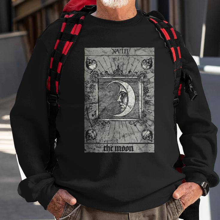 Occult The Moon Tarot Card Vintage Esoteric Horror Tarot Sweatshirt Gifts for Old Men