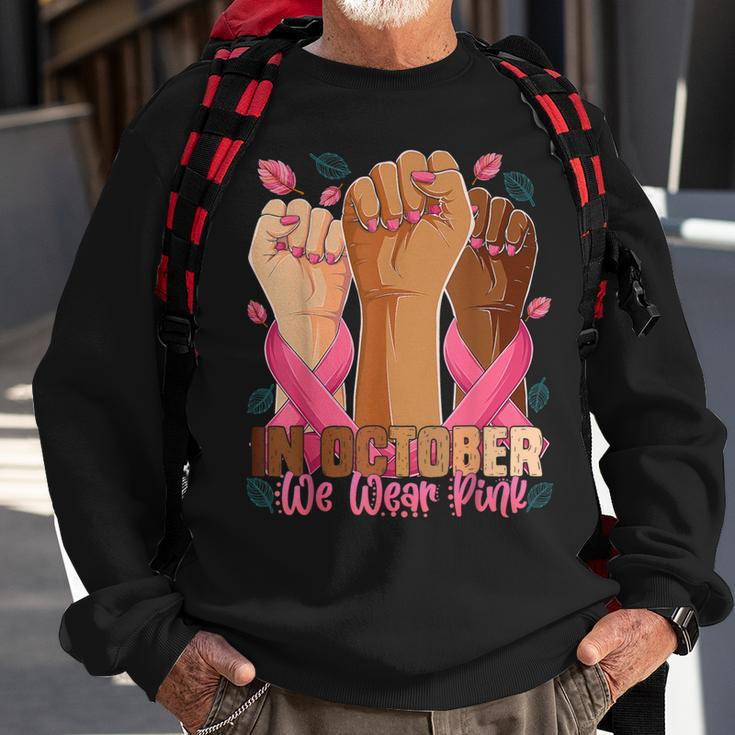 In October We Wear Pink 2023 Breast Cancer Awareness Month Sweatshirt Gifts for Old Men