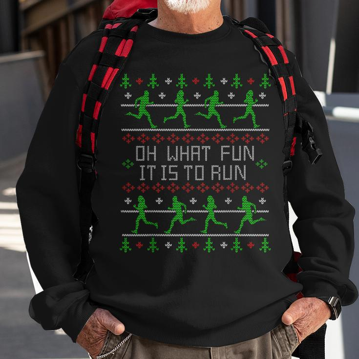 Oh What Fun It Is To Run Ugly Christmas Sweater Party Sweatshirt Gifts for Old Men