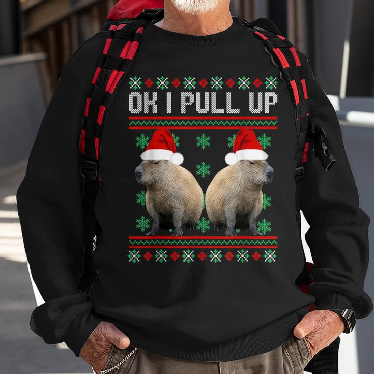 Ok I Pull Up Capybara Ugly Christmas Sweater Meme Sweatshirt Gifts for Old Men