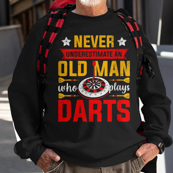 Old Dart Never Underestimate An Old Man Who Plays Darts Sweatshirt Gifts for Old Men