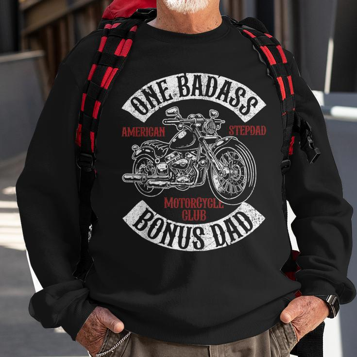 One Badass Bonus Stepdad Biker Motorcycle Step Dad Gift Idea Gift For Mens Sweatshirt Gifts for Old Men