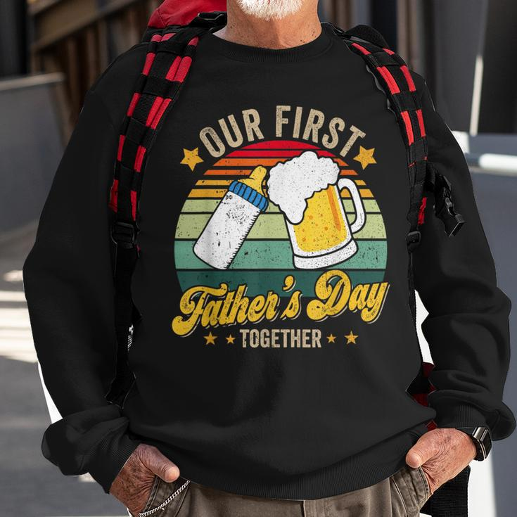 Our First Fathers Day Together Vintage New Dad Matching Sweatshirt Gifts for Old Men