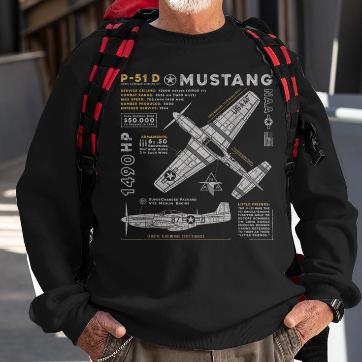 P-51 Mustang Wwii Fighter Plane Us Military Aviation Design Sweatshirt Gifts for Old Men