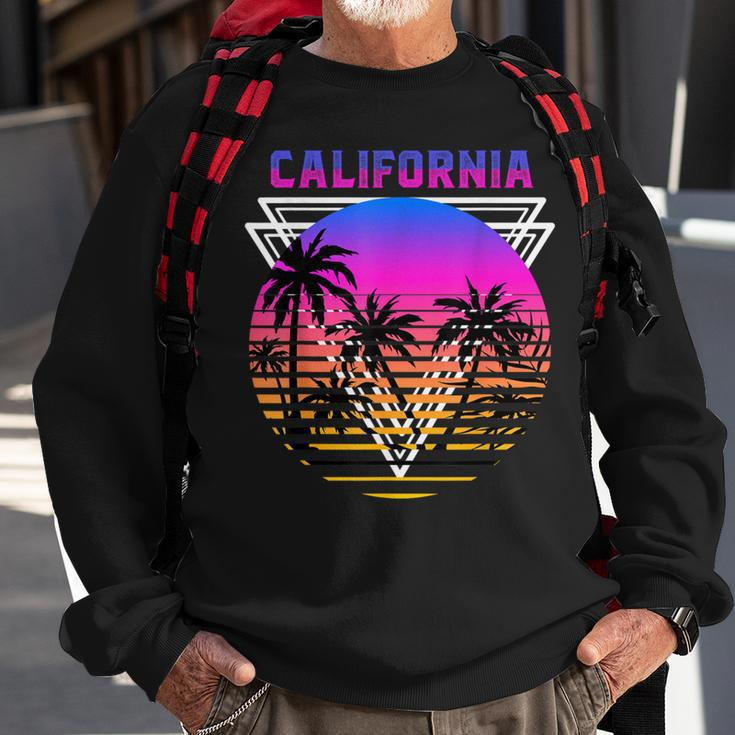Palm Trees Retro Cali Long Beach Vintage Tropical California Sweatshirt Gifts for Old Men