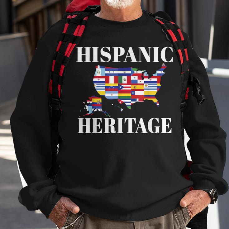 Hispanic Heritage Month All Countries Flag Inspiration Map Sweatshirt Gifts for Old Men