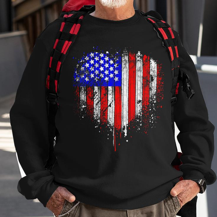 Patriotic American Flag Heart 4Th Of July Vintage Usa Flag Sweatshirt Gifts for Old Men