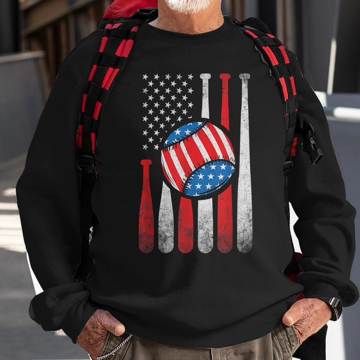 Patriotic Baseball 4Th Of July Usa American Flag Sweatshirt Gifts for Old Men